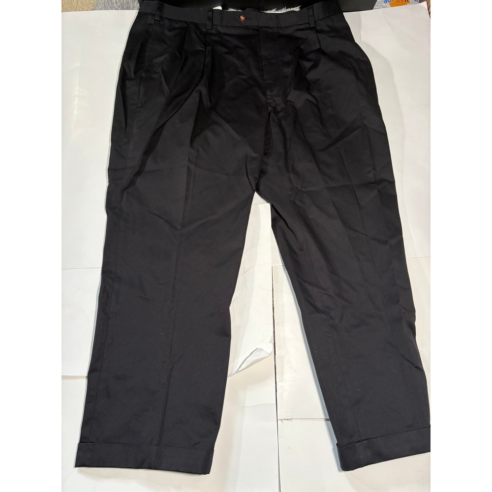Jos. A. Bank Traveler's Collection Men's Black Dress Pants Pleated Cuffed 44x30